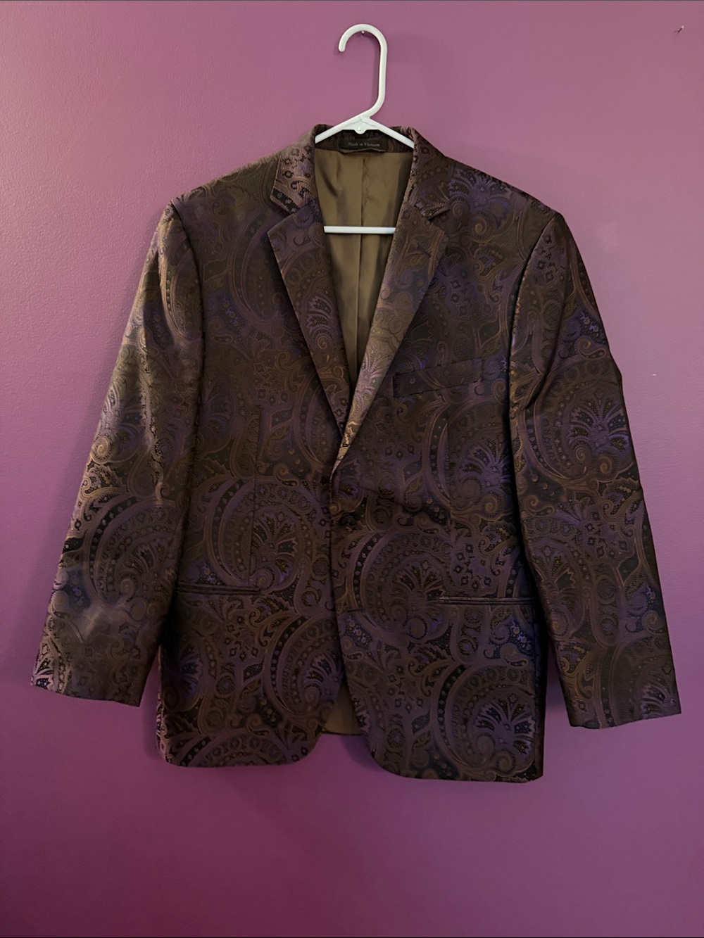 Paisley Notch-Lapel Sport Coat in Purple and Brown
